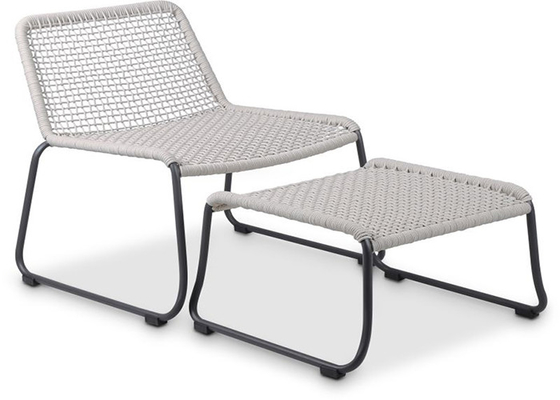 Tragbares Polyester-faltbares Stuhl-Doppeltes flocht im Freien gesponnen mit Schemel