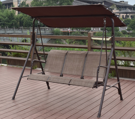 Stahl-3-Sitze- hängende Stuhl-Hängematte Textilene im Freien mit Überdachung