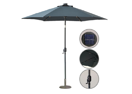 Geführter heller Sun-Sonnenschirm im Freien, Stahl-Polyester-Patio-Regenschirm-UVschutz