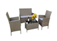 Rattan-Garten-Möbel-Satz Soem-ODM 4-teiliger, Weidenpatio-Tabelle und Stühle