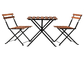 Eine Tabelle und zwei Stühle stellten Garten-im Freien hölzerne Spitzen-Metallrahmen-Falte ein
