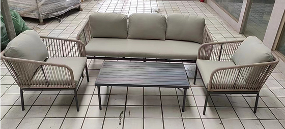 Volles Stahl-Polyester-Seil-Kissen im Freien Sofa Furniture Set