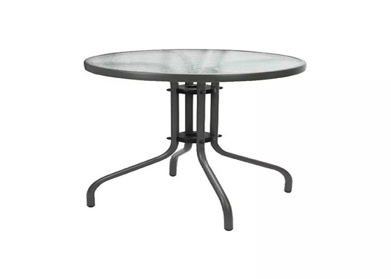 Runder Stahltisch aus gehärtetem Glas, 5 mm, für den Garten im Freien, 60 x 60 x 71 cm