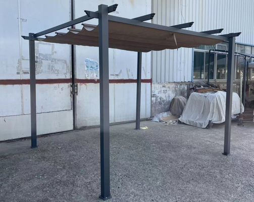Windundurchlässiges Metallim freien kampierendes Abendessen-Zelt 3 x 3m Dach-einziehbarer Vorhang Gazebo